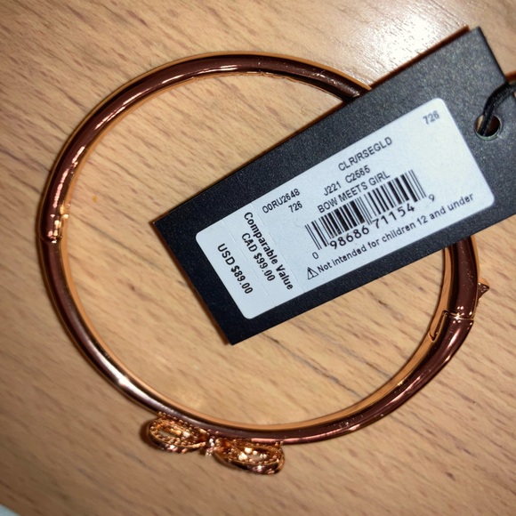 Kate Spade New York Hinged Bangle Pave' Bow Meets Girl, Rose Gold NWT - Picture 5 of 7